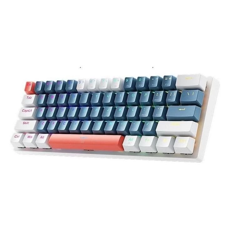 teclado mecanico azul y blanco